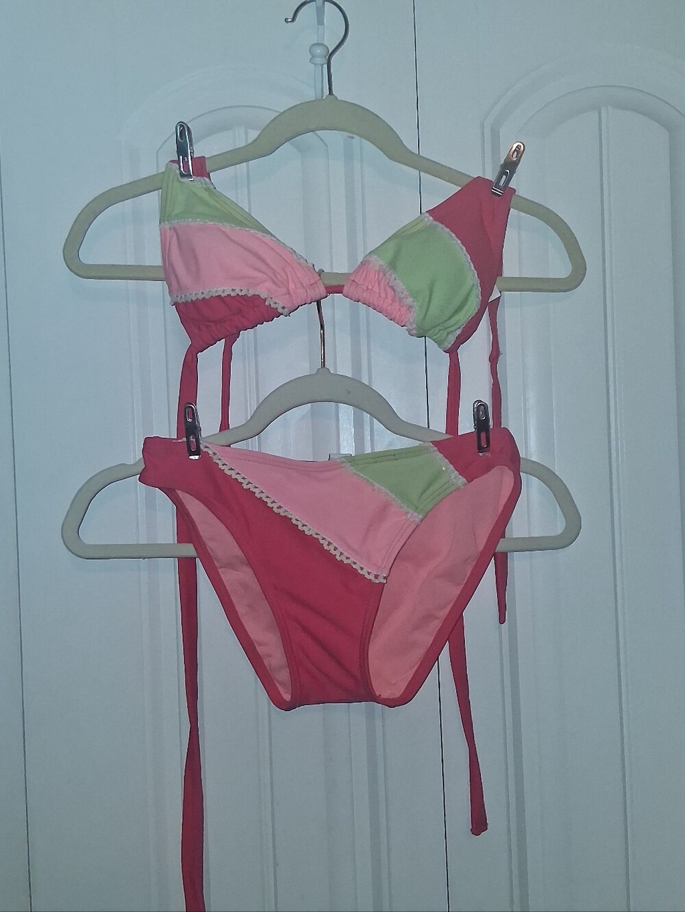 MALIBU DREAM GIRL Tri-Color Pink & Green Bikini Set Women's Size Small